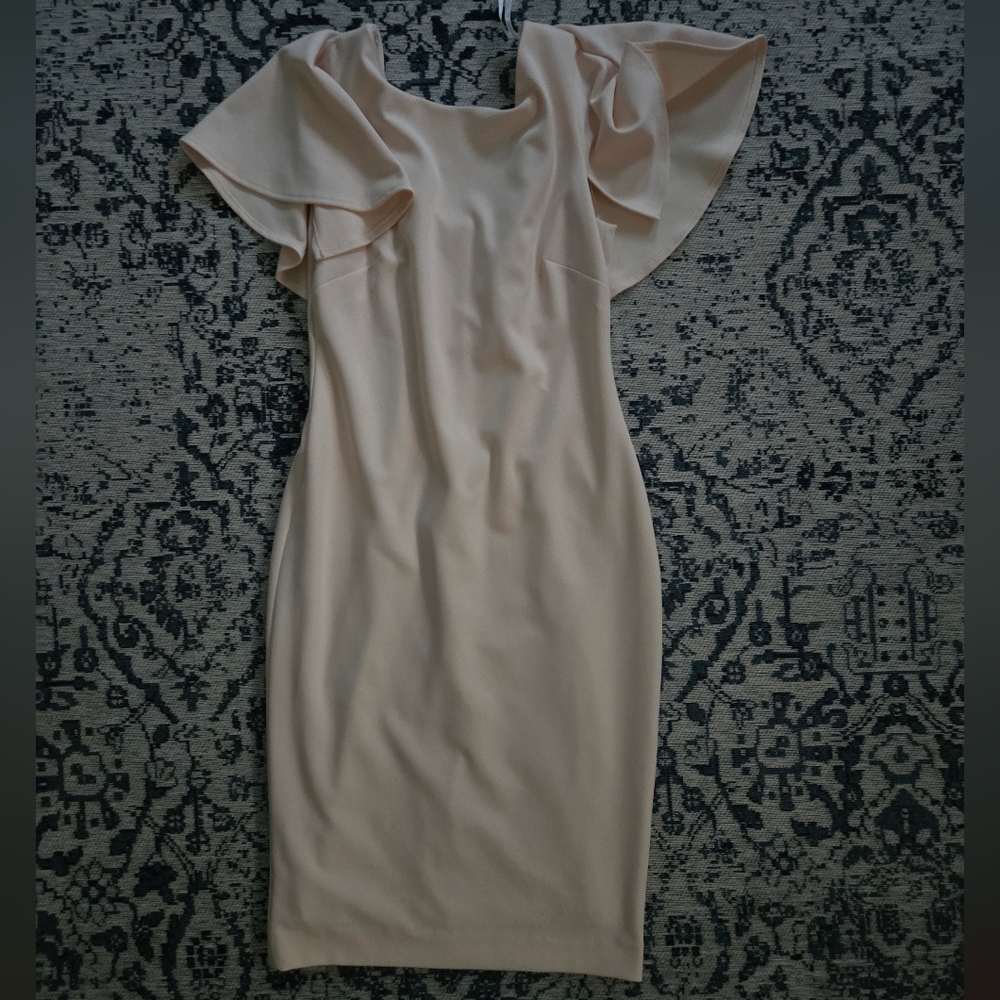 Calvin Klein Light Pink Flutter Sleeve Sheath Dress